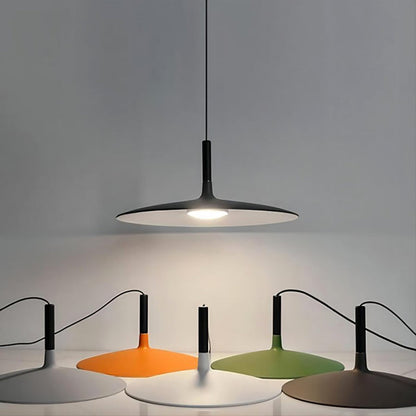 LuxRoyale Flat LED Pendant Light-Modern Disk Industrial Hanging Lamp