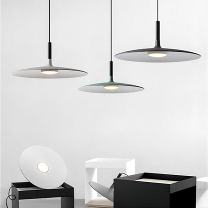 LuxRoyale Flat LED Pendant Light-Modern Disk Industrial Hanging Lamp