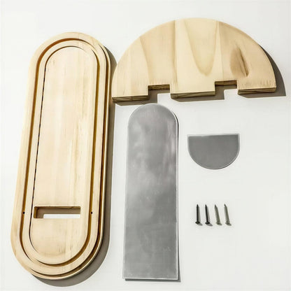 Arched Wall Mirror With Floating Wood Shelf