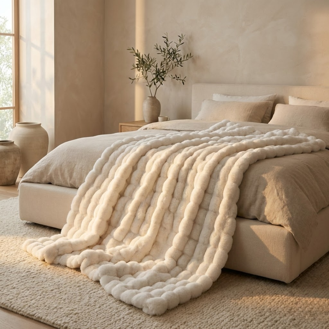 Arctic Plush Faux Rabbit Fur Throw Blanket 0