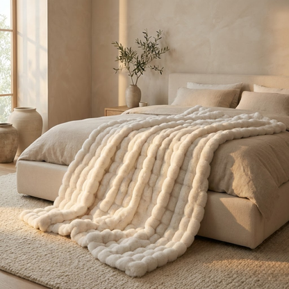 Arctic Plush Faux Rabbit Fur Throw Blanket 0