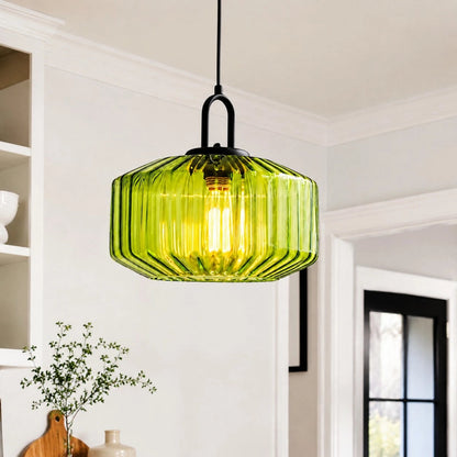 RoyaleGlow Modern Rose Fluted Glass Pendant Light for Dining Room