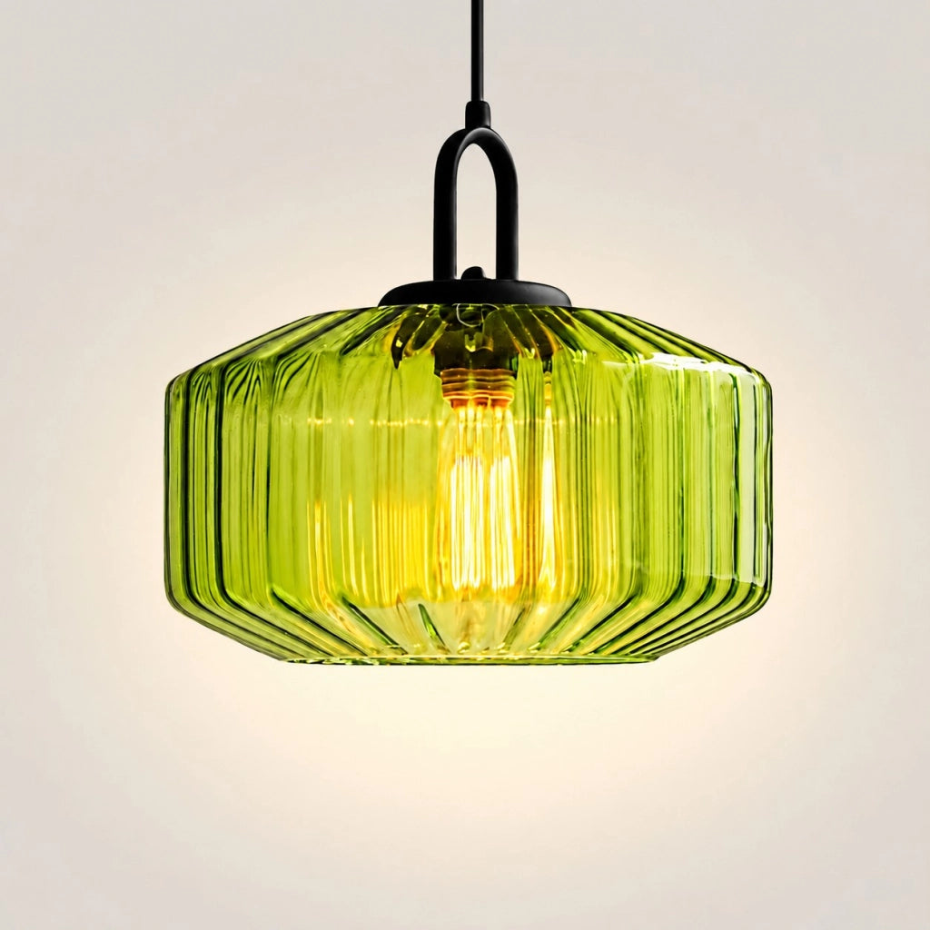RoyaleGlow Modern Rose Fluted Glass Pendant Light for Dining Room