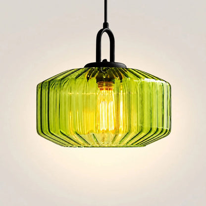 RoyaleGlow Modern Rose Fluted Glass Pendant Light for Dining Room