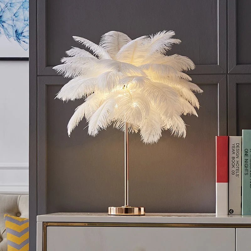 Art Deco Feather Gold Table Lamp 3