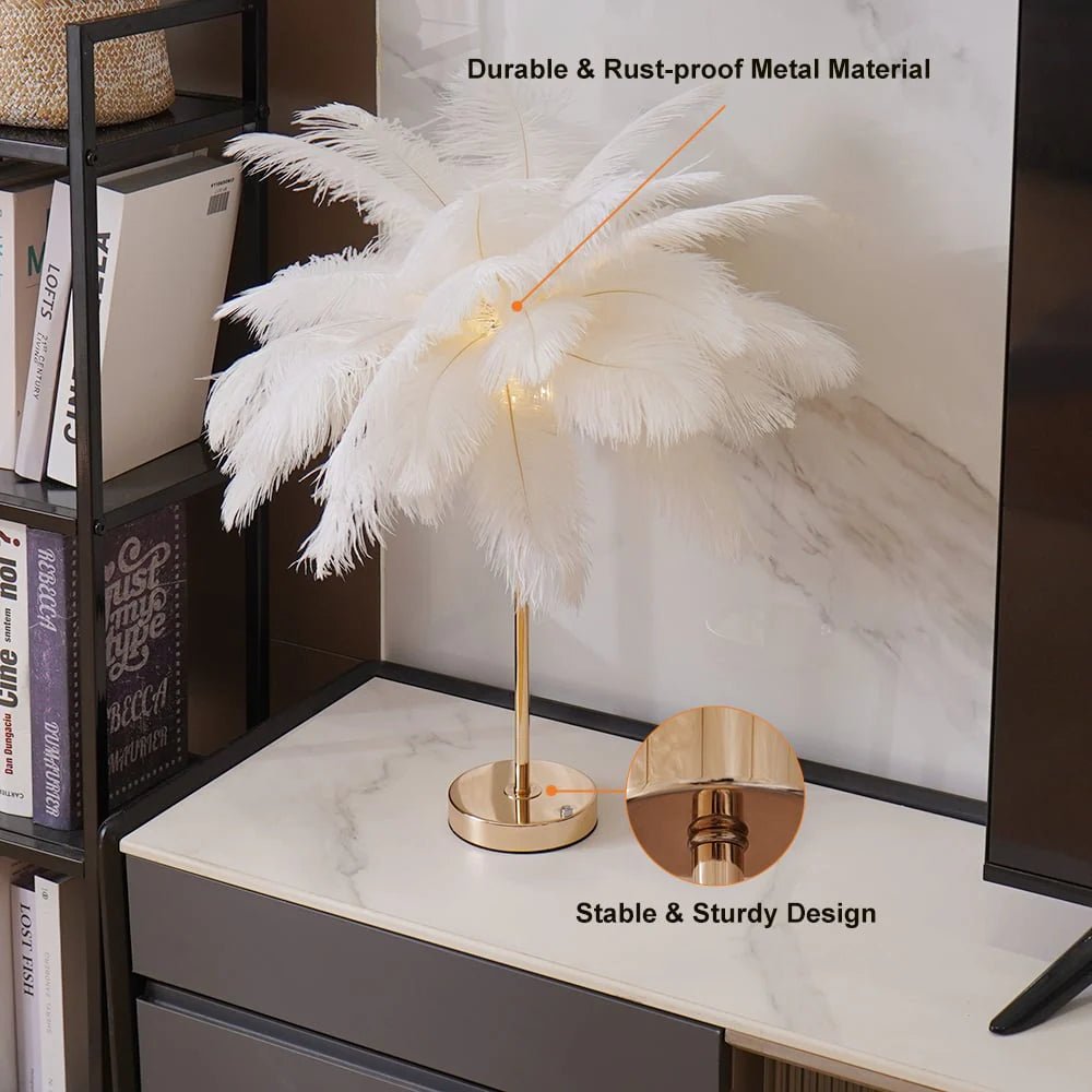 Art Deco Feather Gold Table Lamp 4