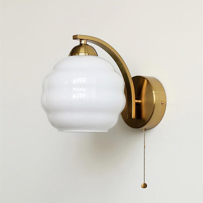 Art Deco White Glass LED Wall Sconce Gold Metal Finish 0