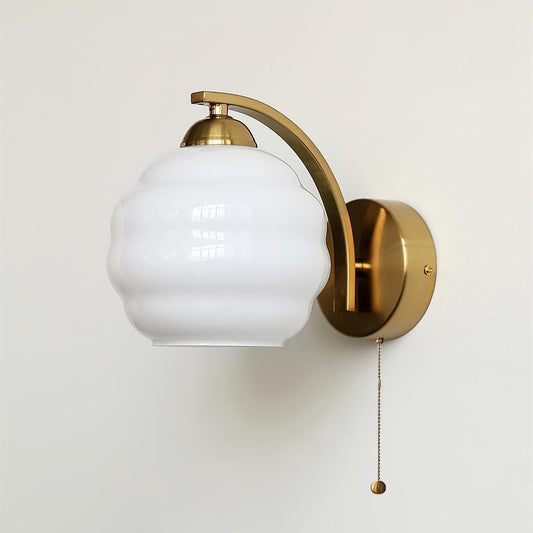 Art Deco White Glass LED Wall Sconce Gold Metal Finish 0