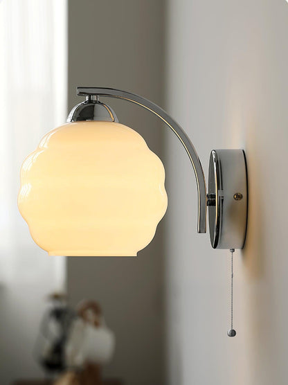 Art Deco White Glass LED Wall Sconce Gold Metal Finish 3