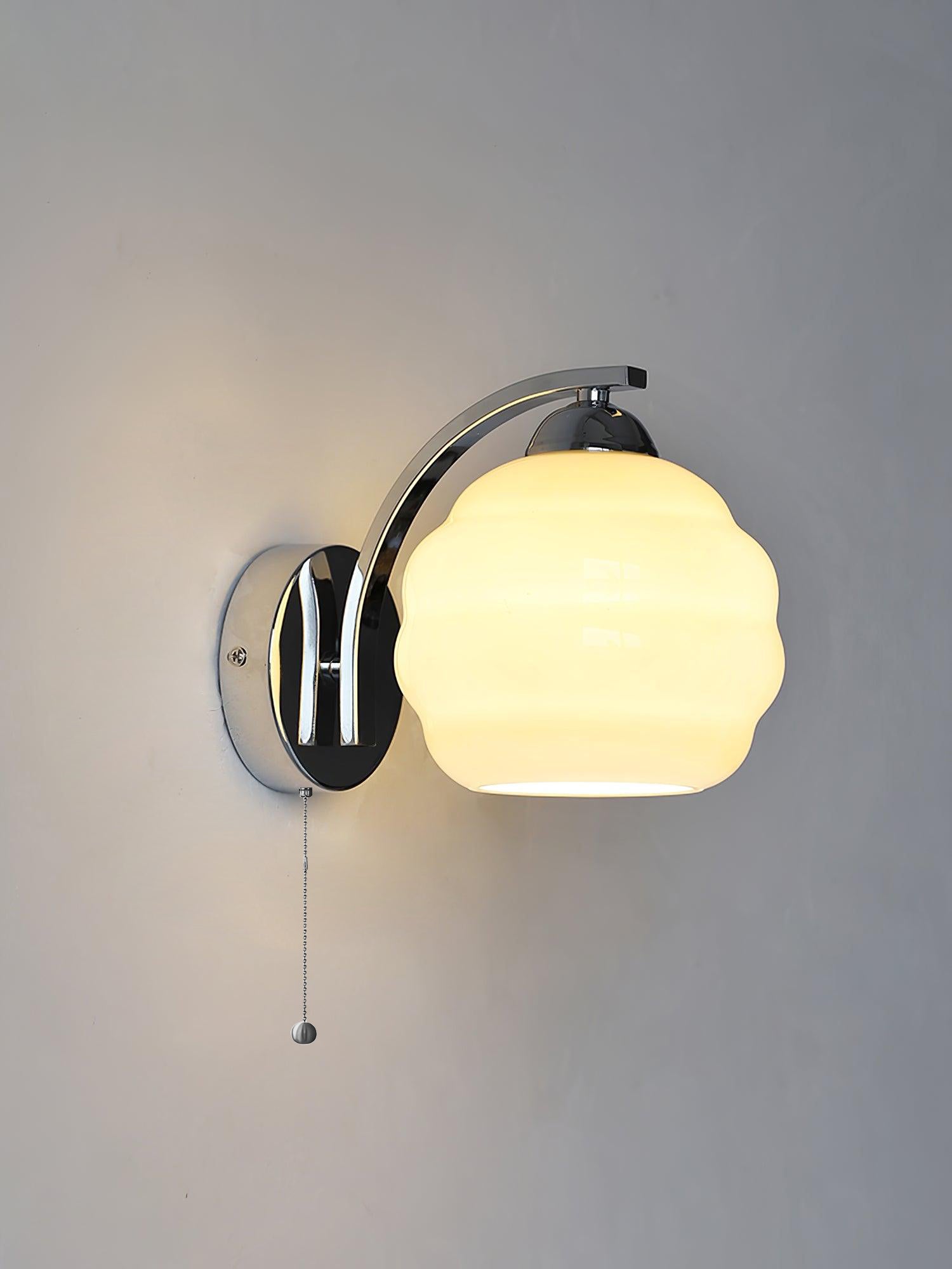 Art Deco White Glass LED Wall Sconce Gold Metal Finish 5