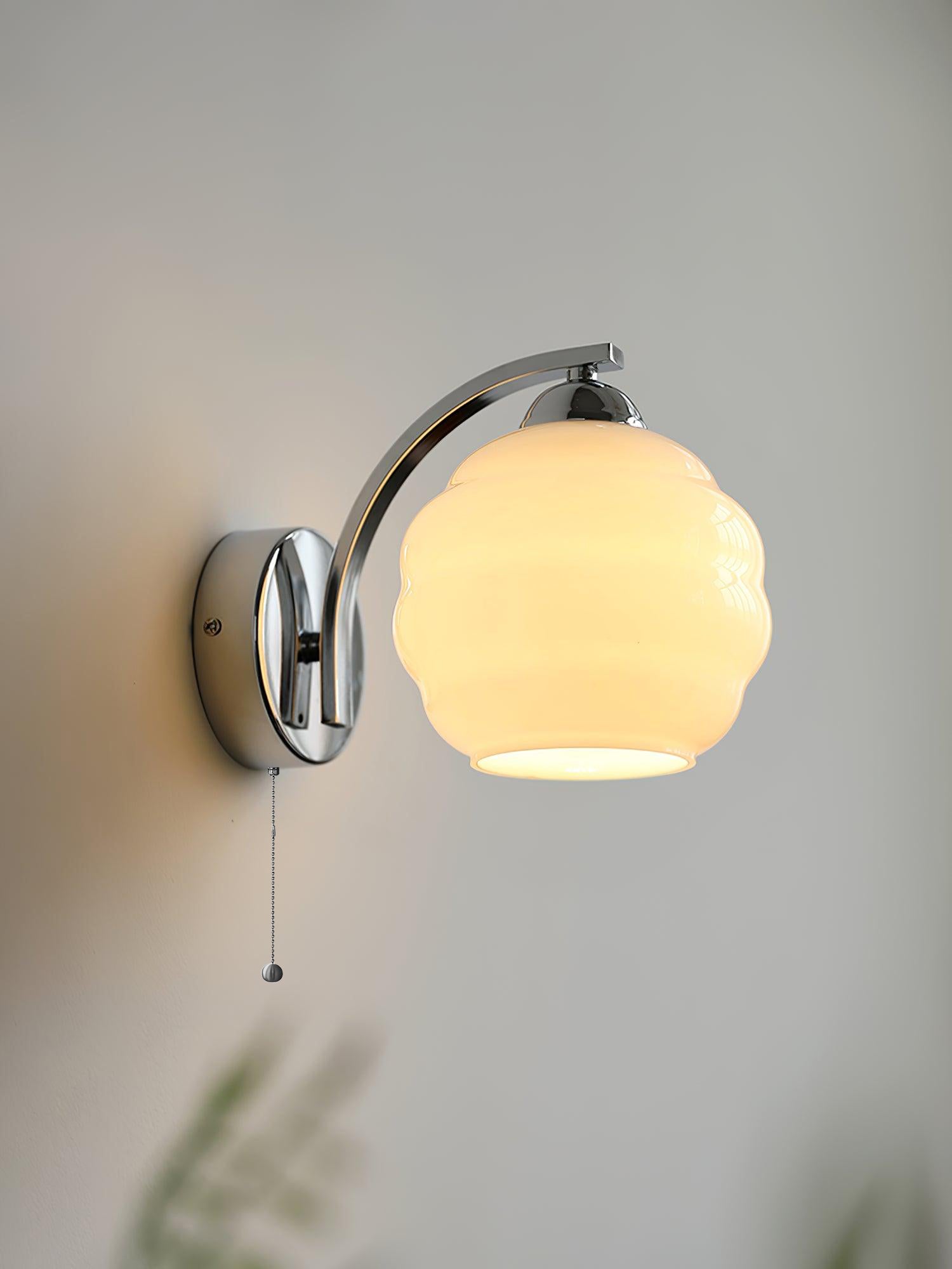 Art Deco White Glass LED Wall Sconce Gold Metal Finish 6
