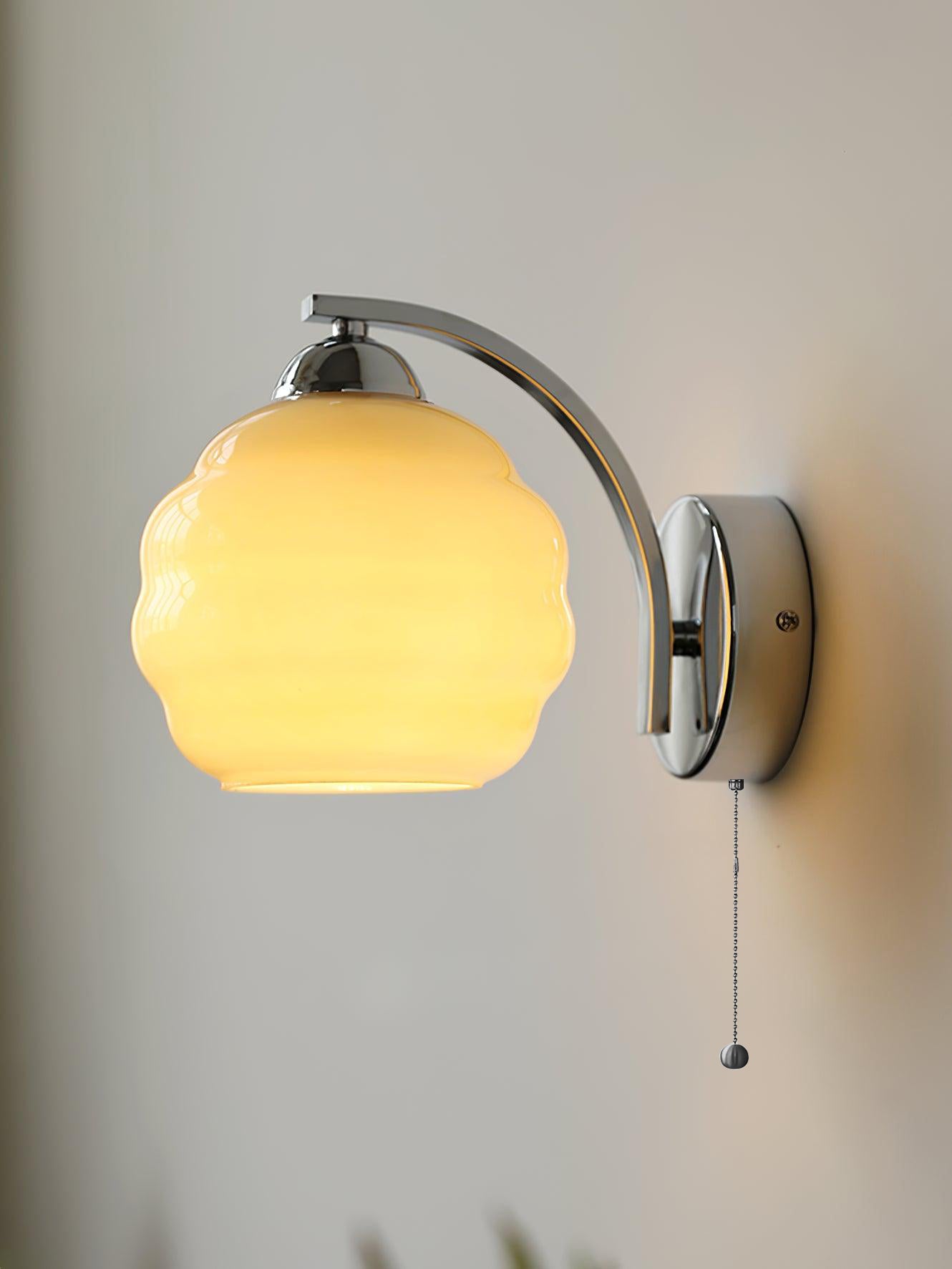 Art Deco White Glass LED Wall Sconce Gold Metal Finish 7