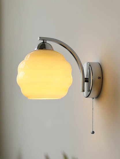 Art Deco White Glass LED Wall Sconce Gold Metal Finish 7