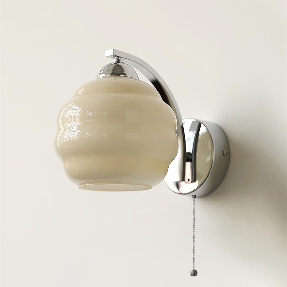 Art Deco White Glass LED Wall Sconce Gold Metal Finish 8