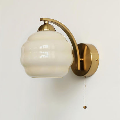 Art Deco White Glass LED Wall Sconce Gold Metal Finish 9