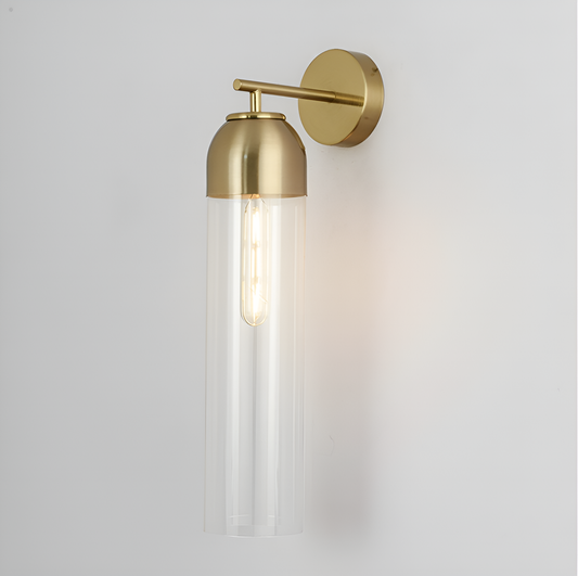LuxRoyale Art Glass Wall Sconce With Brass Cap And Ambient Glow