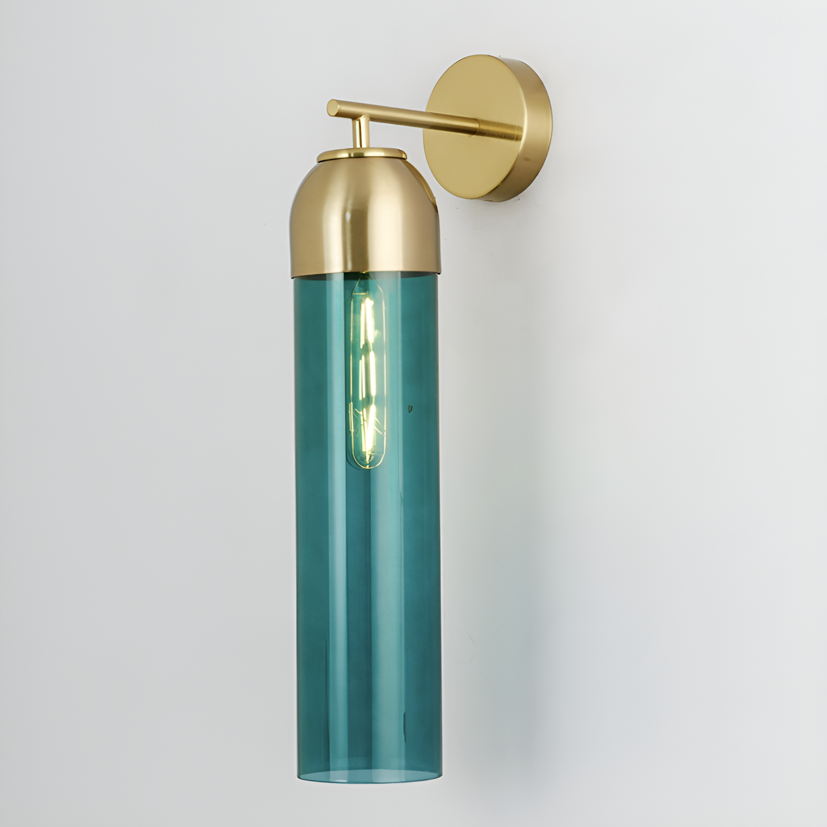 LuxRoyale Art Glass Wall Sconce With Brass Cap And Ambient Glow