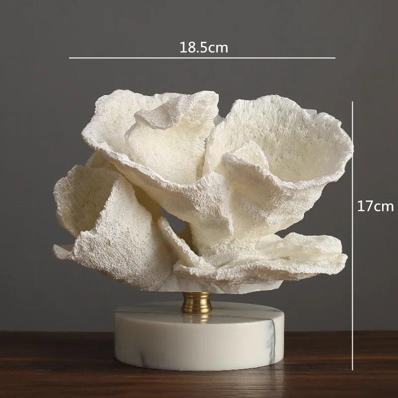 RoyaleGlow Coastal Coral Sculpture with Marble Base - Ocean-Inspired Resin Decor-Royale Basic
