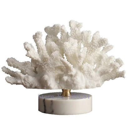 RoyaleGlow Coastal Coral Sculpture with Marble Base - Ocean-Inspired Resin Decor-Royale Basic