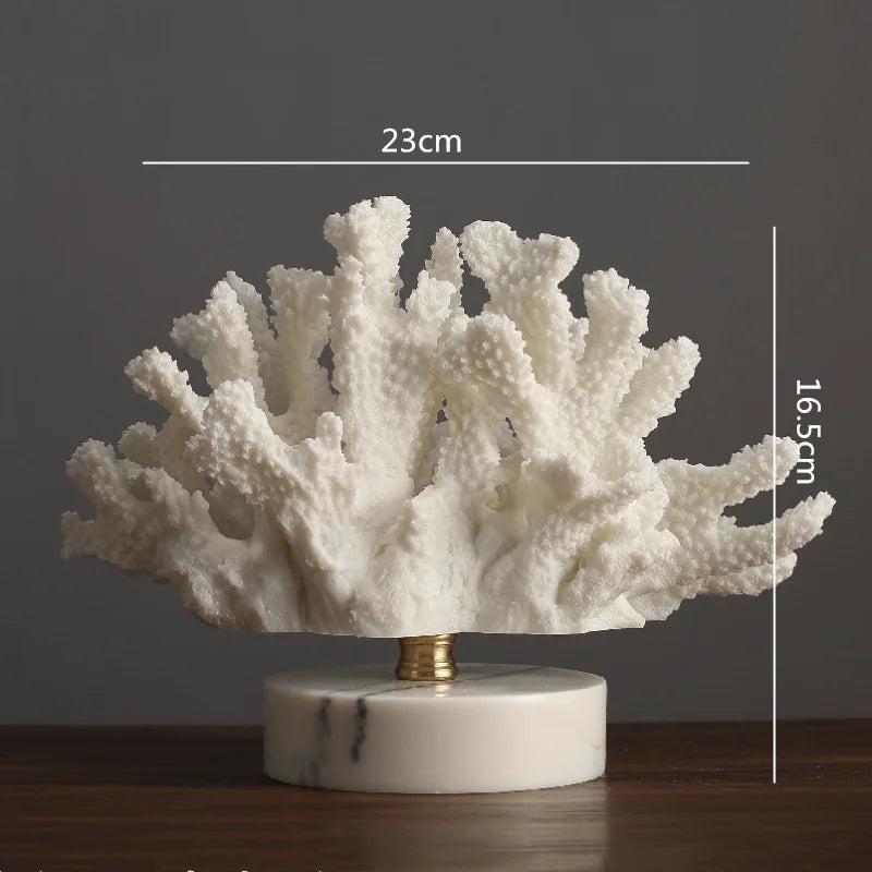 RoyaleGlow Coastal Coral Sculpture with Marble Base - Ocean-Inspired Resin Decor-Royale Basic