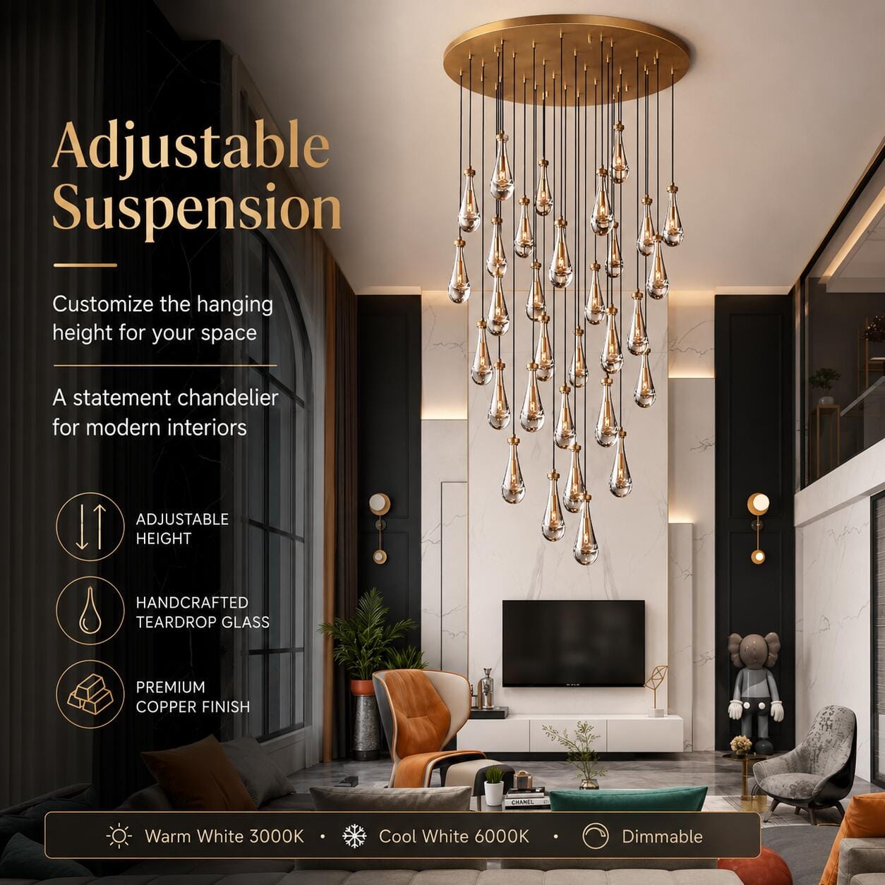 Aura Modern Copper Chandelier 4