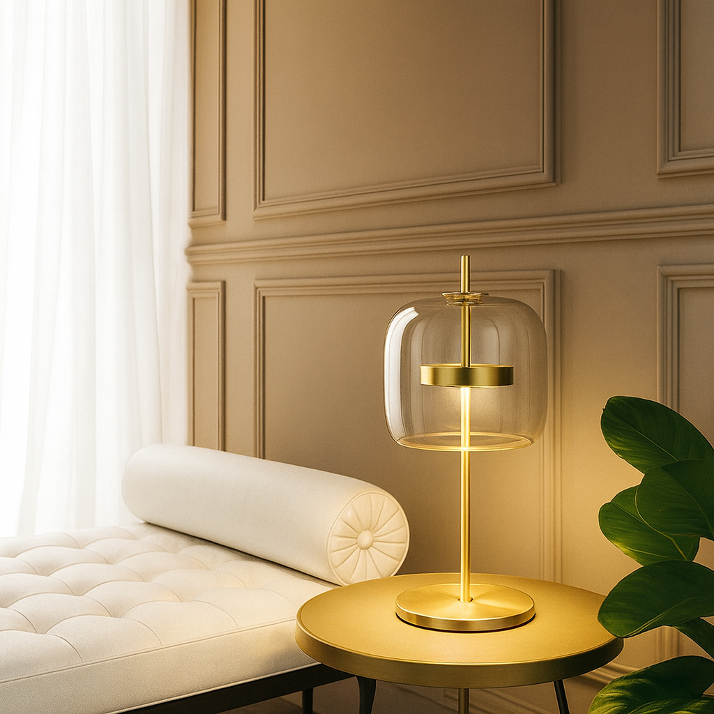 Aurelia Stained Glass Table Lamp – Gold Iron Base