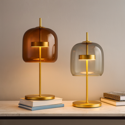 Aurelia Stained Glass Table Lamp – Gold Iron Base