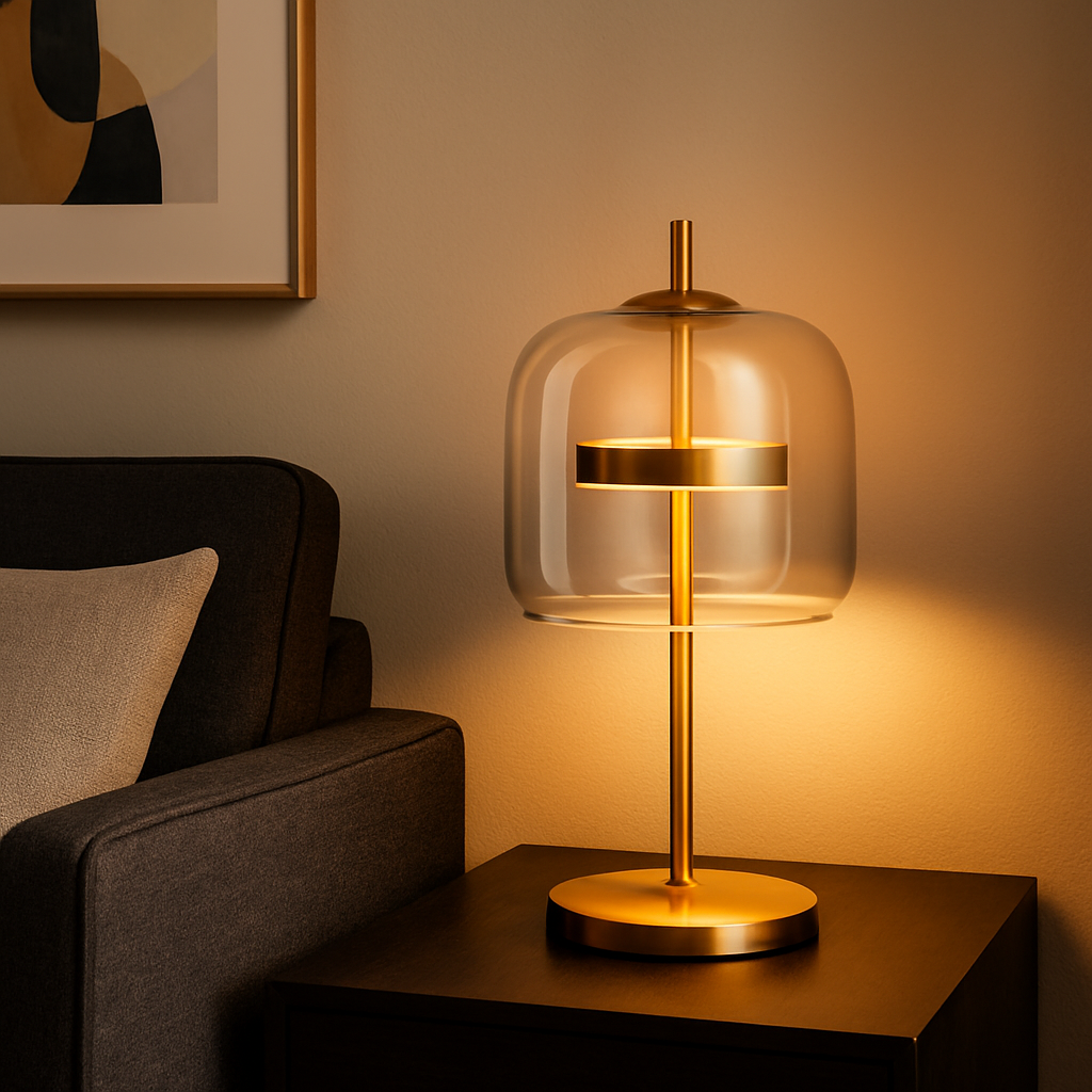 Aurelia Stained Glass Table Lamp – Gold Iron Base