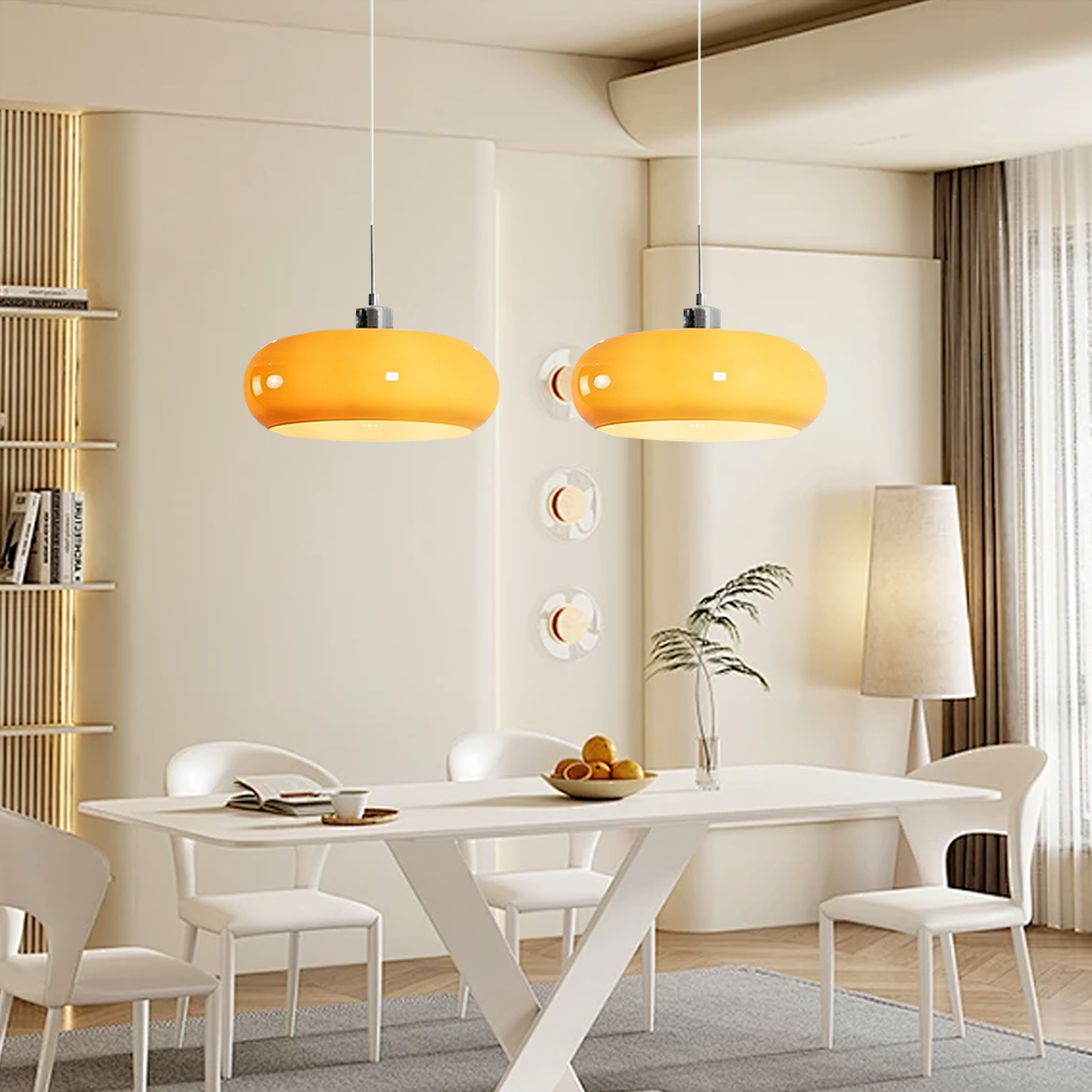 Aurevina | Bauhaus Glass Pendant Light with Hand-Blown Tea Glass Shade