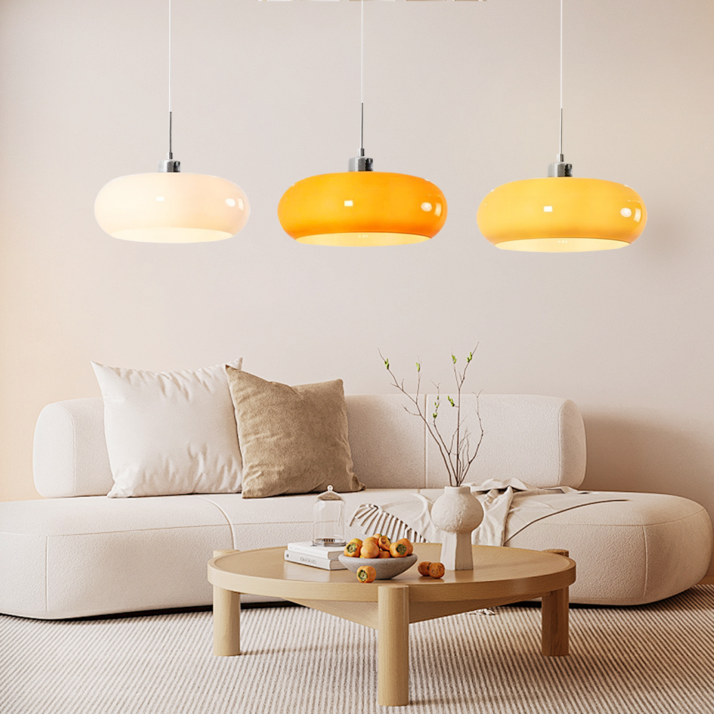 Aurevina | Bauhaus Glass Pendant Light with Hand-Blown Tea Glass Shade