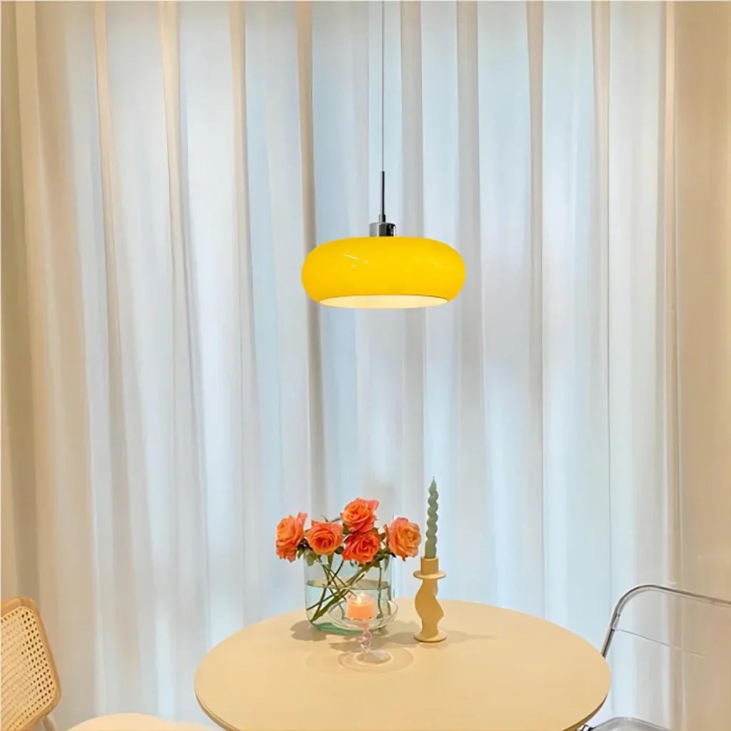 Aurevina | Bauhaus Glass Pendant Light with Hand-Blown Tea Glass Shade