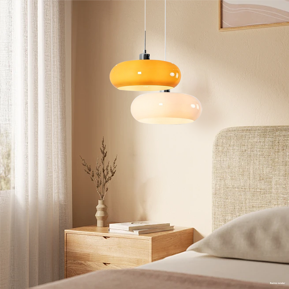 Aurevina | Bauhaus Glass Pendant Light with Hand-Blown Tea Glass Shade