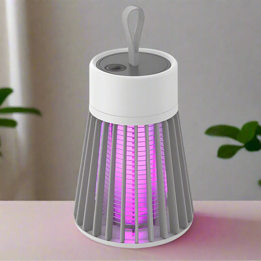 Portable UV light electric mosquito killer lamp with high-performance electric shock mechanism. USB rechargeable, safe, and durable design for indoor and outdoor pest control. Easy to clean and long-lasting protection.