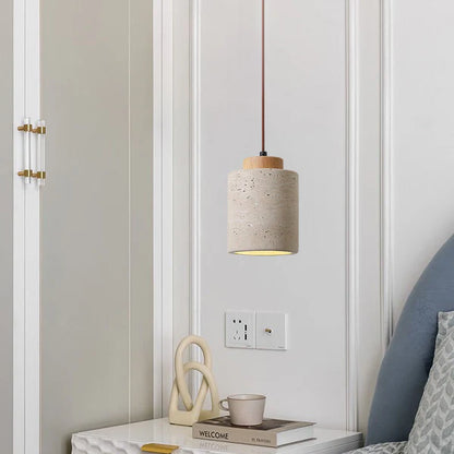 LuxRoyale Nordic Travertine Pendant Light, Minimalist Drum Fixture for Kitchen and Dining
