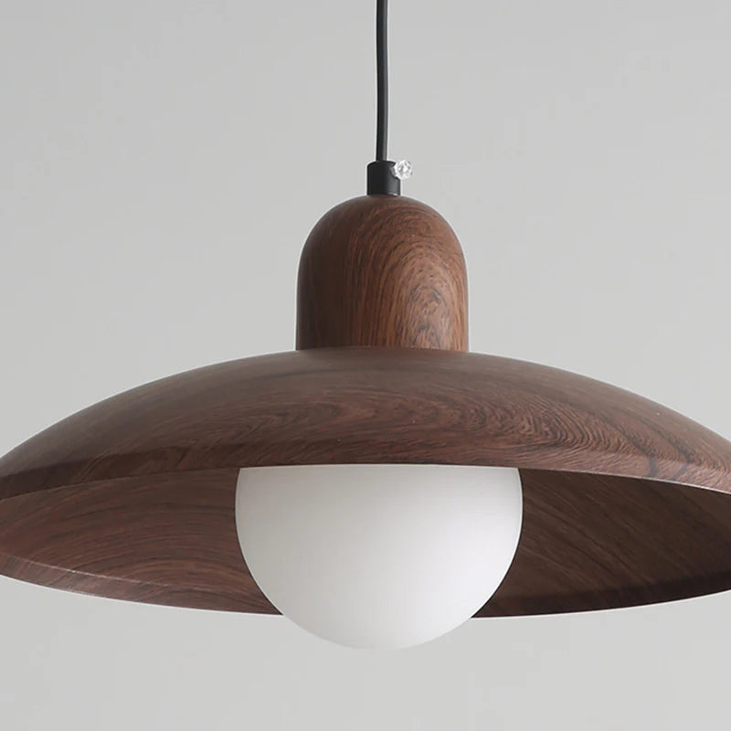 LuxRoyale Japanese Walnut Pendant Light, Wabi-Sabi Handcrafted Minimalist Fixture