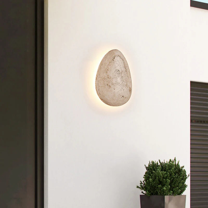Royelux Minimal Wall Lamp With Natural Stone Texture WabiSabi Style For Calming Ambience