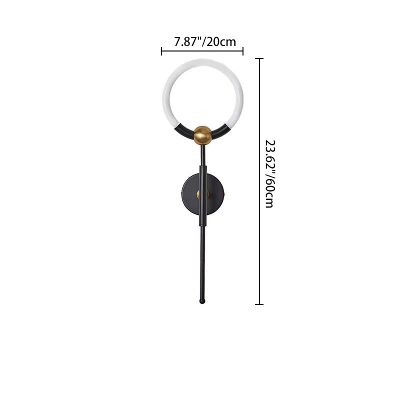 RoyaleGlow Modern LED Wall Sconce, Gold & Black Iron, Acrylic Circle Light for Bedroom