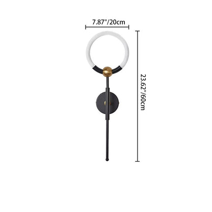 RoyaleGlow Modern LED Wall Sconce, Gold & Black Iron, Acrylic Circle Light for Bedroom