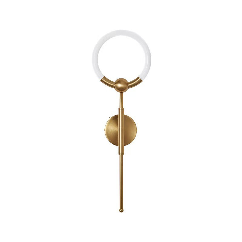 RoyaleGlow Modern LED Wall Sconce, Gold & Black Iron, Acrylic Circle Light for Bedroom