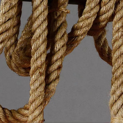 Royaleva Retro Hanging Lamp with Hemp Rope, Bamboo & Iron Cage Design