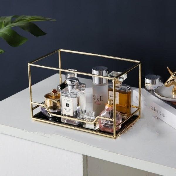 LuxRoyale 2-Tier 360 Rotating Gold Vanity Organizer for Perfume & Cosmetics-Royale Basic