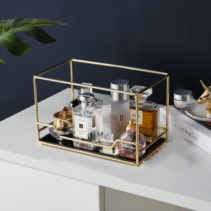 LuxRoyale 2-Tier 360 Rotating Gold Vanity Organizer for Perfume & Cosmetics-Royale Basic