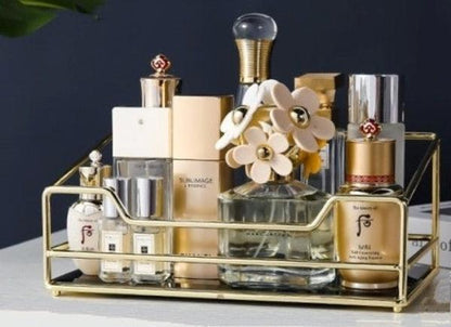 LuxRoyale 2-Tier 360 Rotating Gold Vanity Organizer for Perfume & Cosmetics-Royale Basic