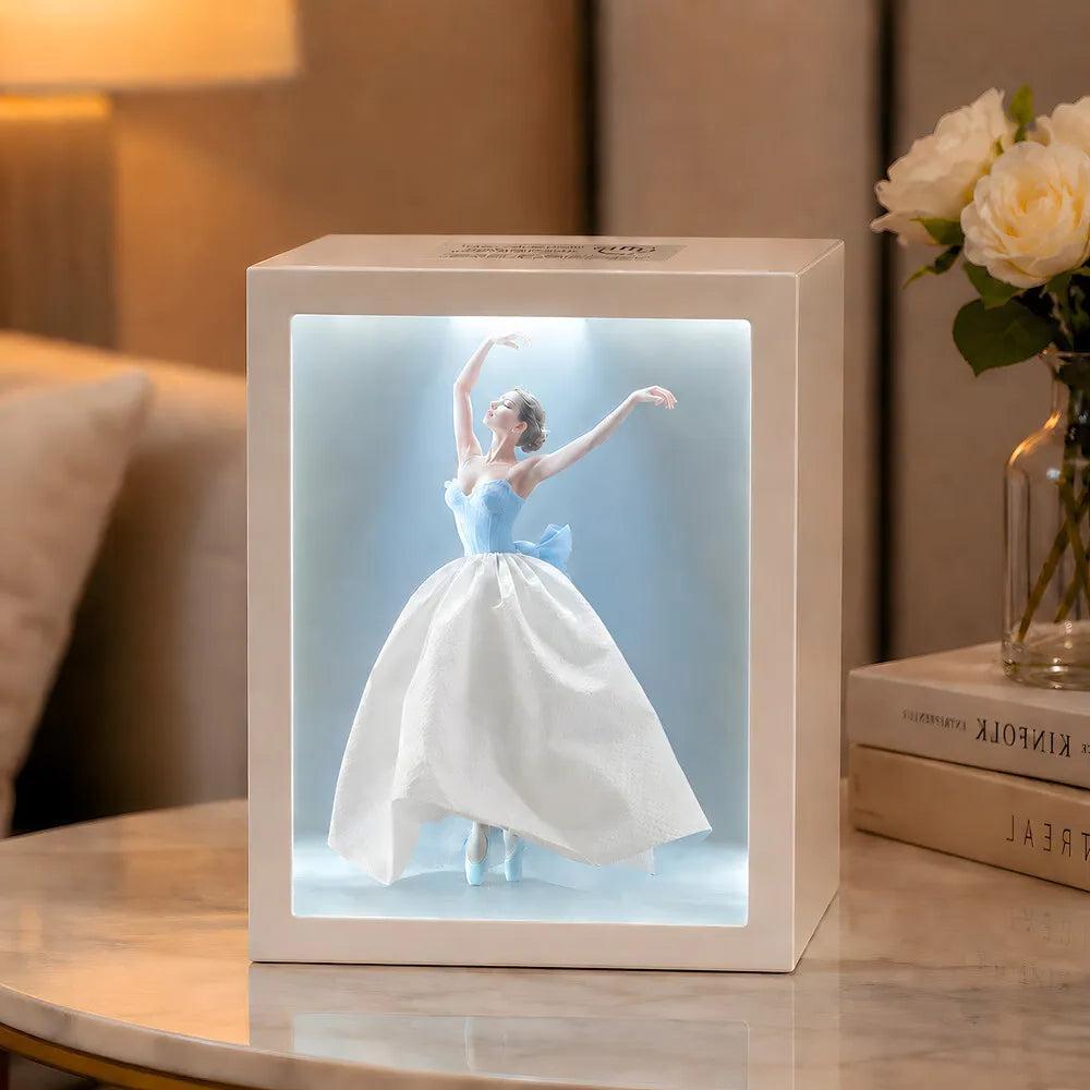 LuxRoyale Enchanting Ballerina Tissue Box with LED Light – Elegant Dance Illusion Decor-Royale Basic