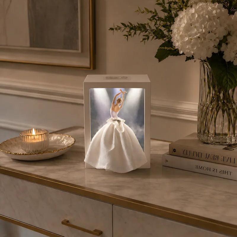 LuxRoyale Enchanting Ballerina Tissue Box with LED Light – Elegant Dance Illusion Decor-Royale Basic