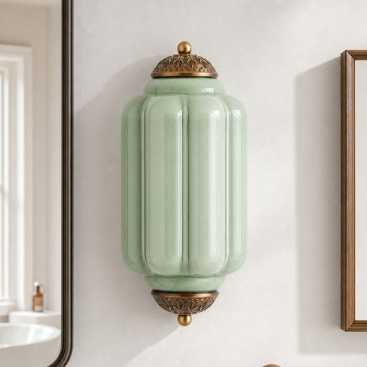 Bennet Vintage Scallop Milk Glass Flush Sconce Wall Light 0