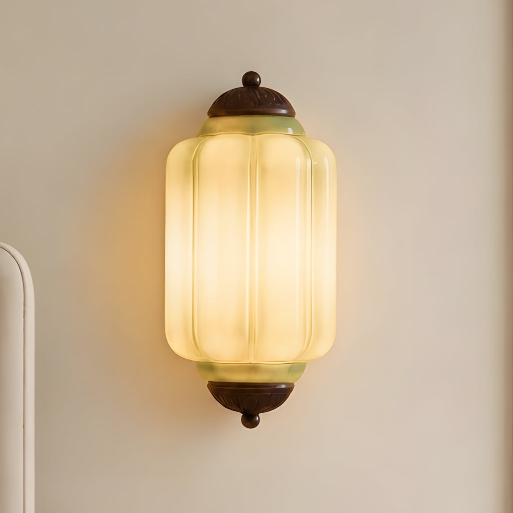 Bennet Vintage Scallop Milk Glass Flush Sconce Wall Light 1