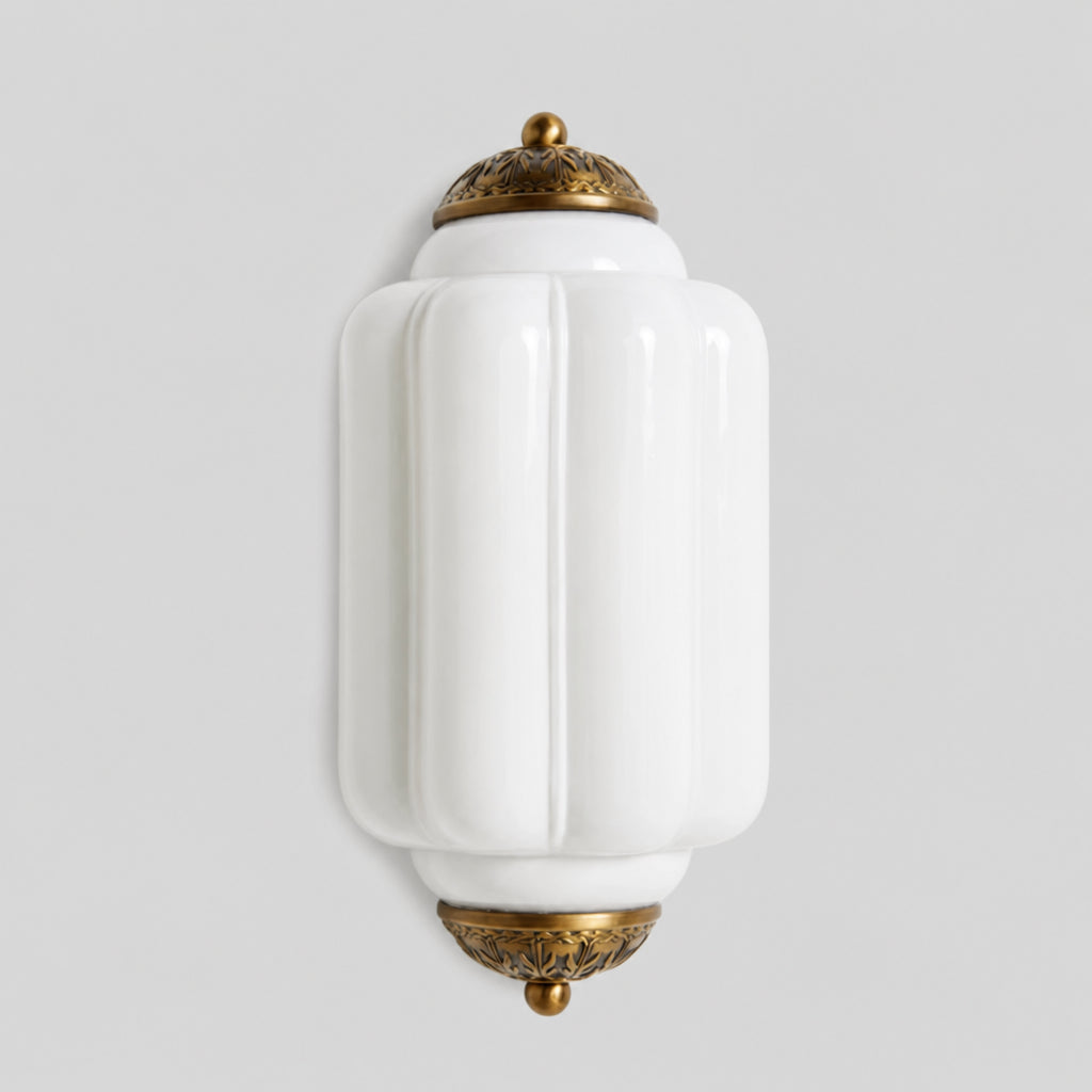 Bennet Vintage Scallop Milk Glass Flush Sconce Wall Light 11