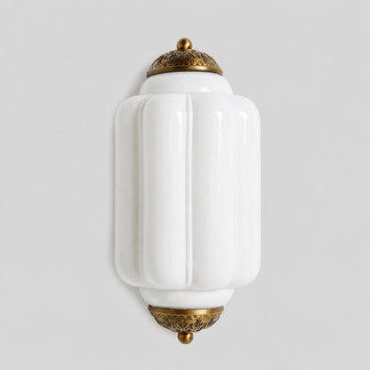 Bennet Vintage Scallop Milk Glass Flush Sconce Wall Light 11
