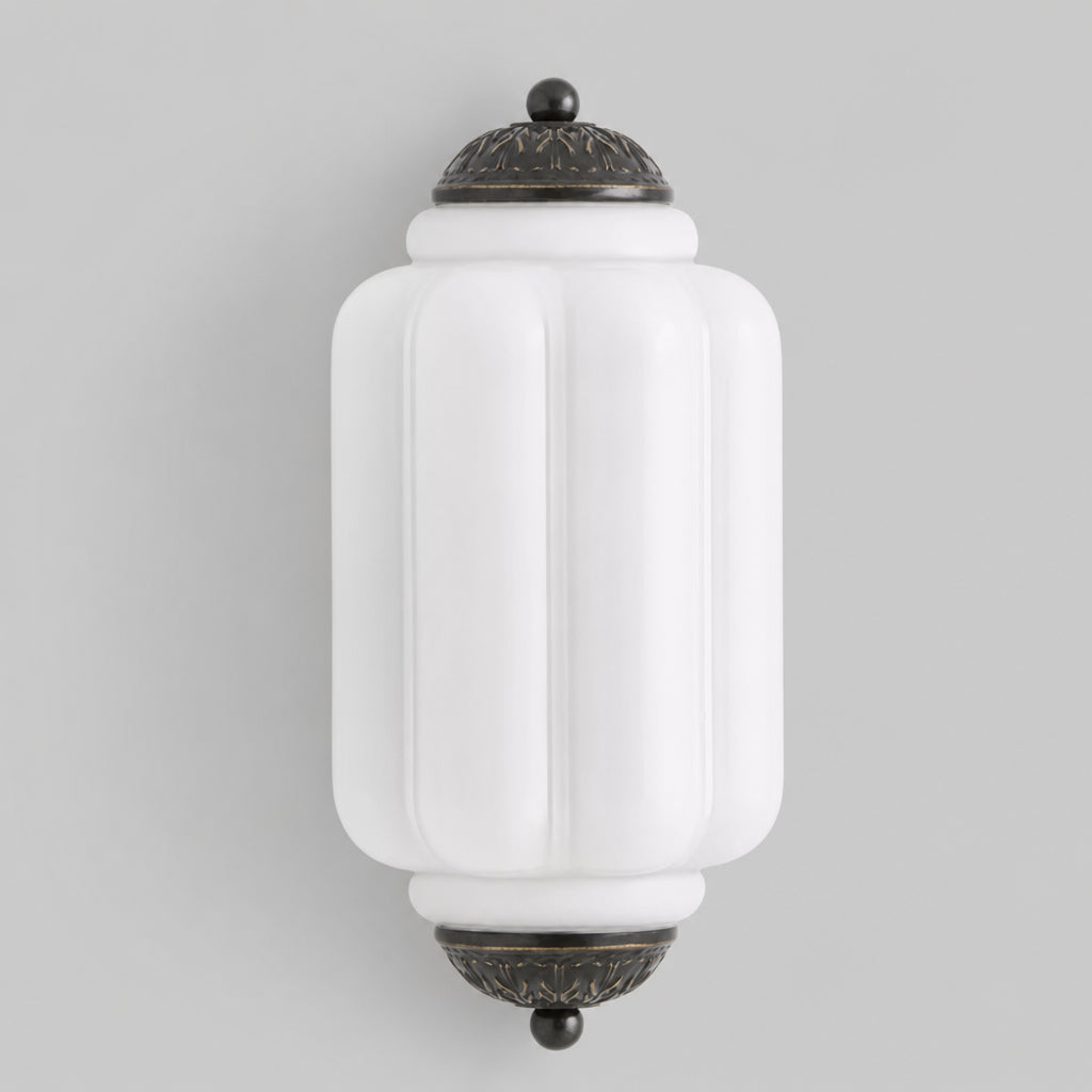 Bennet Vintage Scallop Milk Glass Flush Sconce Wall Light 13